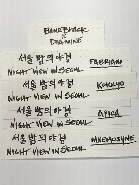 BlueBlack x Diamine Seoul City set 서울밤의야경 (Night View in Seoul) fountain pen ink writing samples