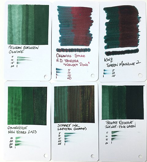 Starry Ink Laputan fountain pen ink swatch card comparisons