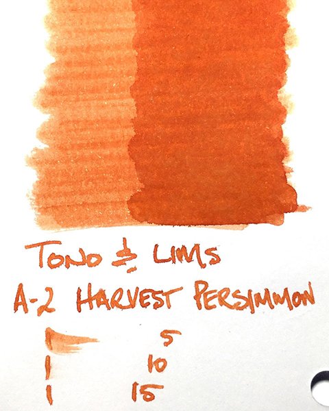 Tono & Lims A2 Harvest Persimmon fountain pen ink swatch card