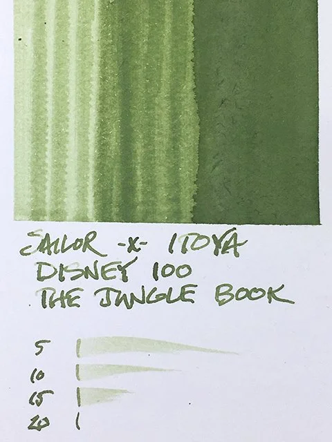 Itoya x Sailor The Jungle Book fountain pen ink swatch card