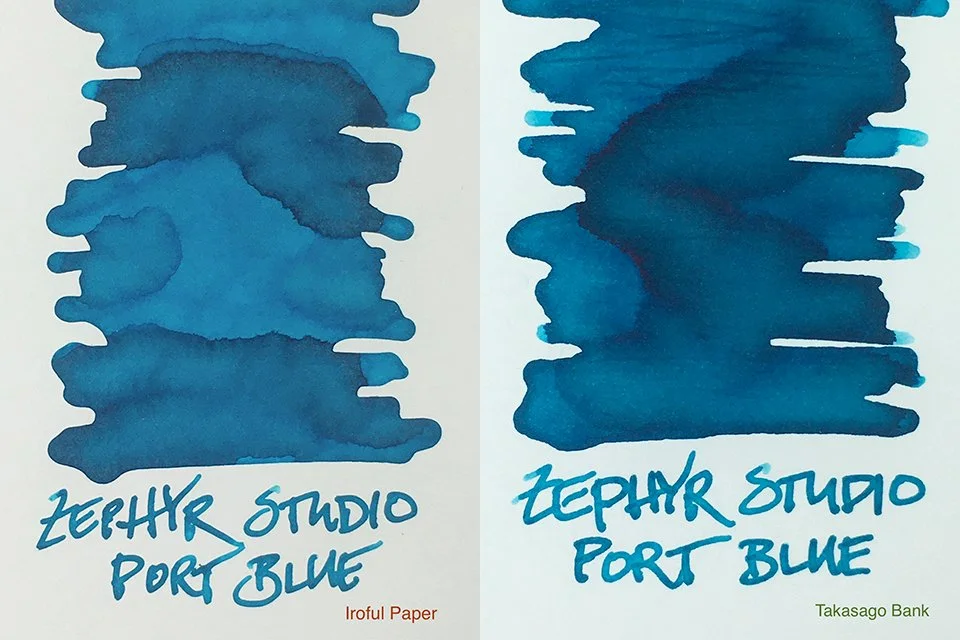 Zephyr Studio Port Blue fountain pen ink swatches