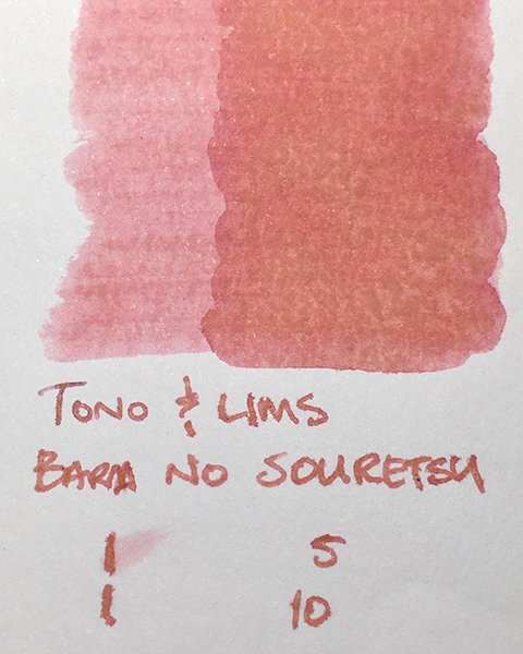 Tono & Lims Bara No Souretsu fountain pen ink swatch card