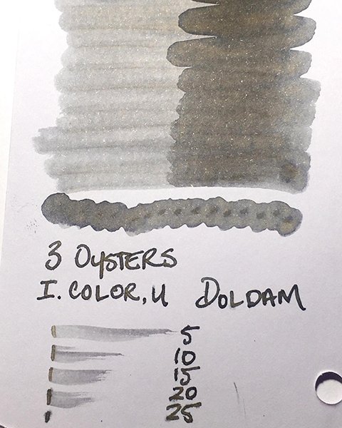 3 Oysters Doldam ink swatch card