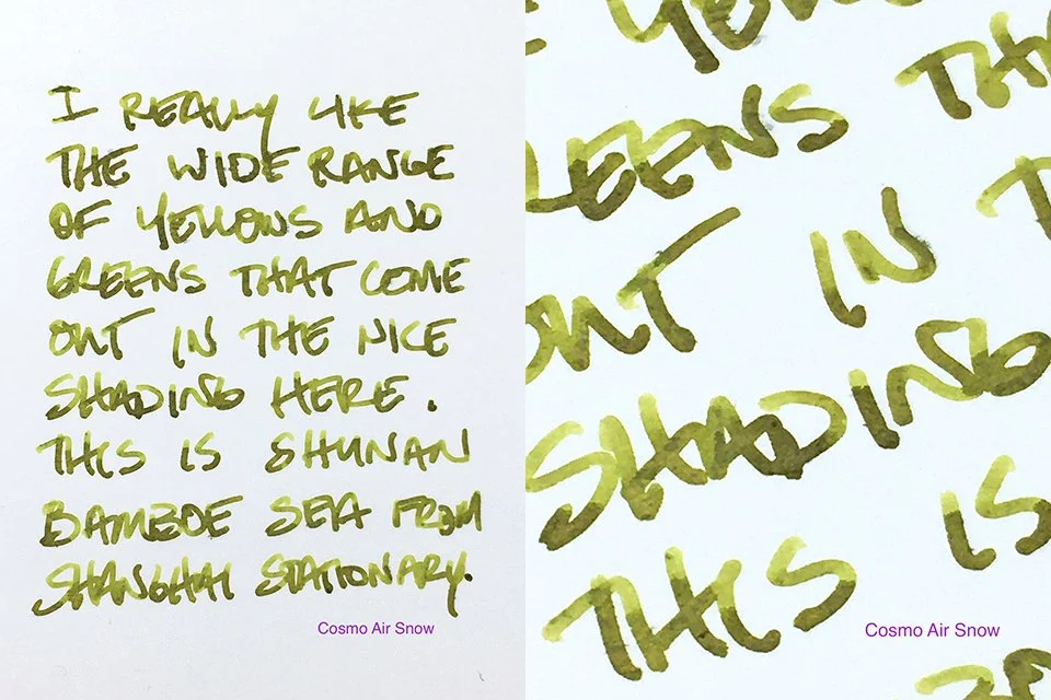 Shanghai Stationary Shunan Bamboe Sea fountain pen ink writing sample