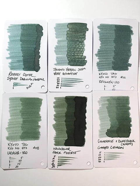 Nahvalur Dark Forest ink swatch comparison