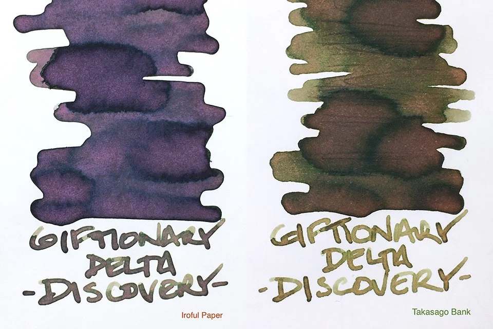 Giftionery Delta Discovery fountain pen ink swatches
