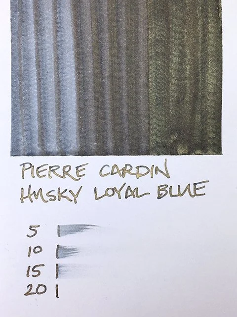 Pierre Cardin Husky Loyal Blue fountain pen ink swatch card