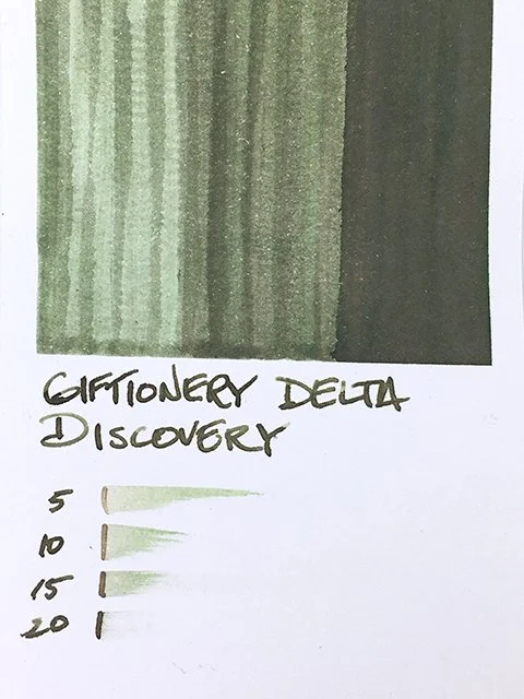 Giftionery Delta Discovery fountain pen ink swatch card