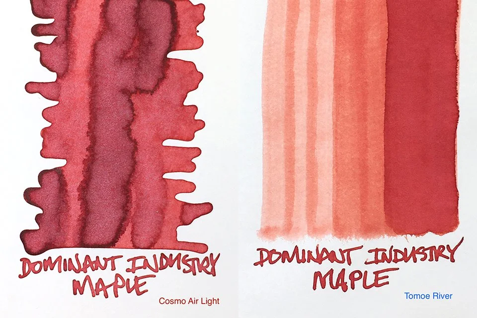 Dominant Industry Maple fountain ink swatch on Cosmo Air Light and Tomoe River Paper