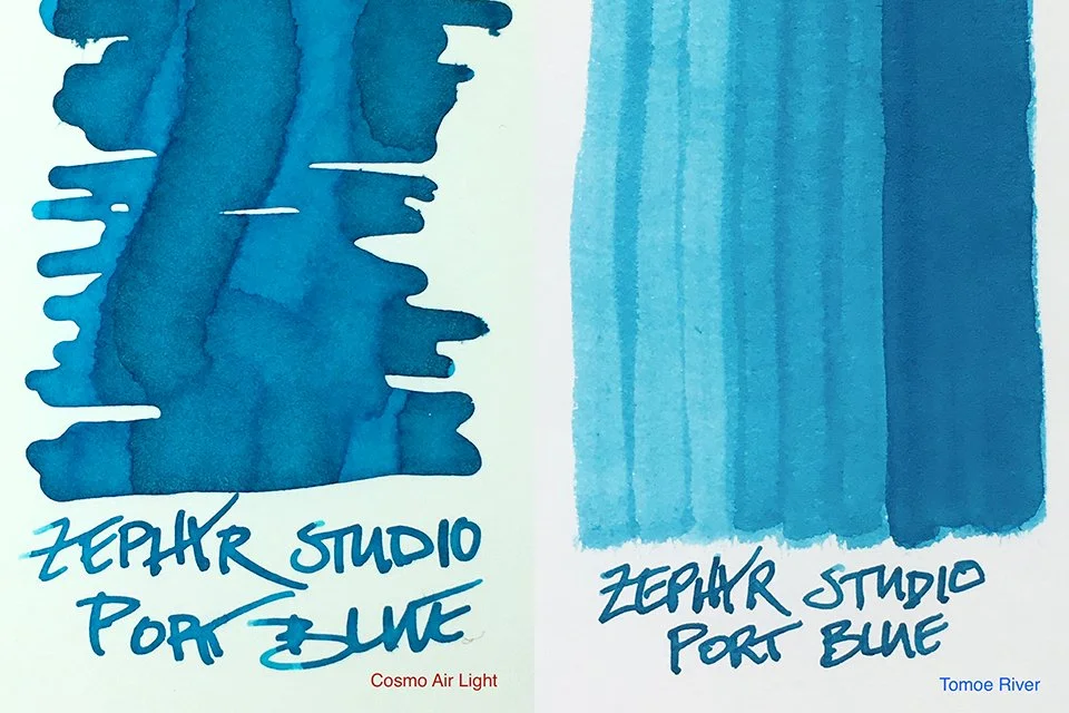 Zephyr Studio Port Blue fountain pen ink swatches
