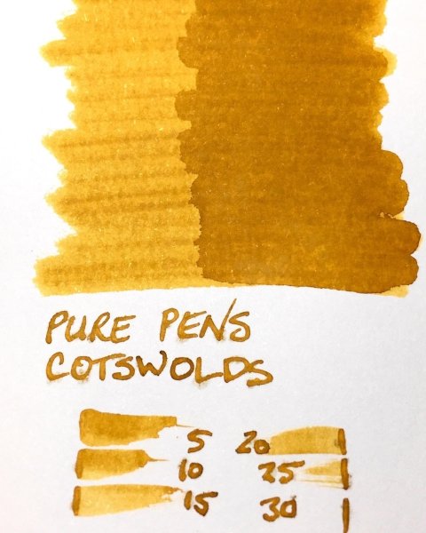 Pure Pens Cotswolds fountain pen ink swatch card