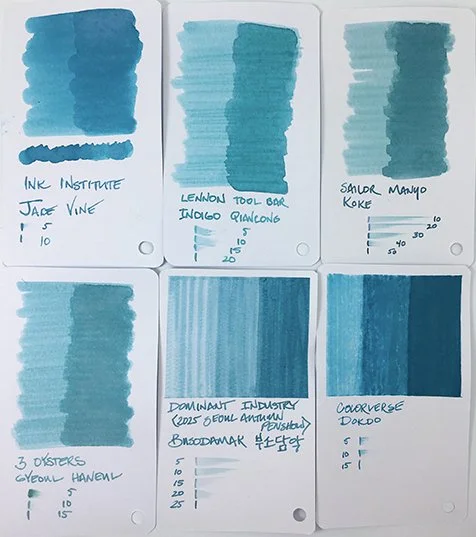 Dominant Industry Busodamak Fountain Ink Swatch Card Comparisons