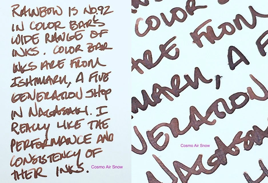 Color Bar Rainbow fountain pen ink writing sample