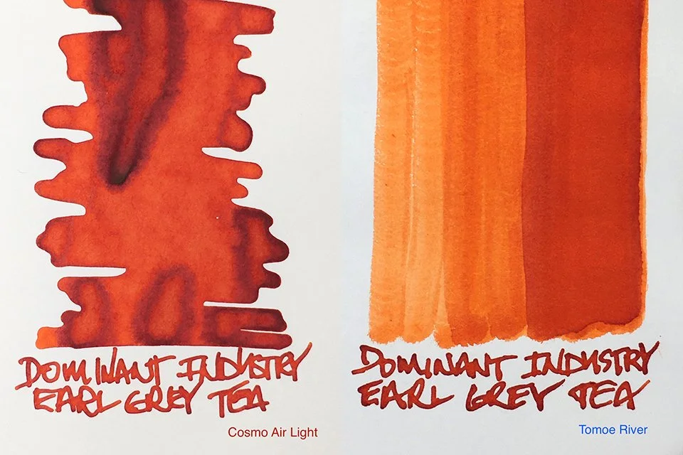 Dominant Industry Earl Grey Tea fountain ink swatch on Cosmo Air Light and Tomoe River Paper