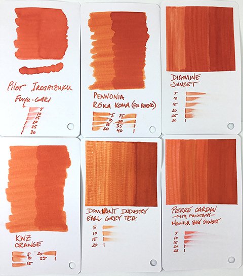 Dominant Industry Earl Grey Tea Fountain Ink Swatch Card Comparisons