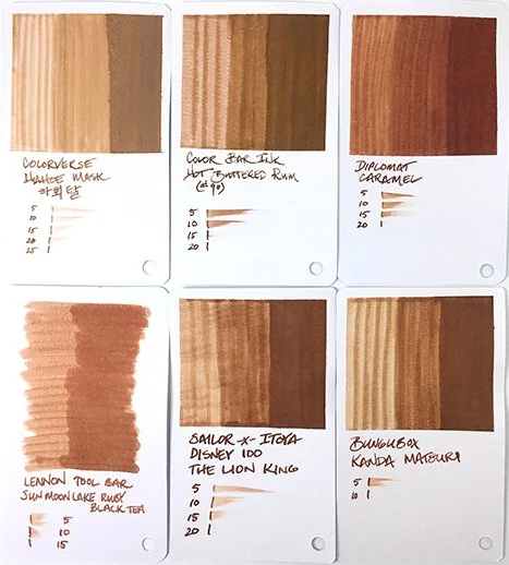 Itoya x Sailor The Lion King fountain pen ink swatch card comparisons