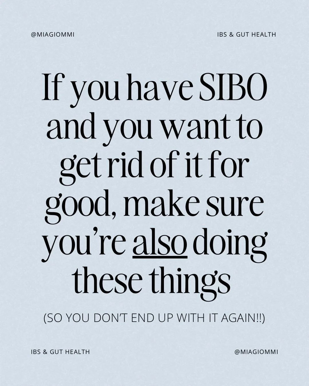 Stubborn SIBO? Here&rsquo;s what to do next ⬇️

If you&rsquo;ve been stuck in the SIBO cycle, having tried multiple approaches with no success &mdash; it&rsquo;s because the actual causes of your SIBO aren&rsquo;t being accounted for

You&rsquo;ll pr