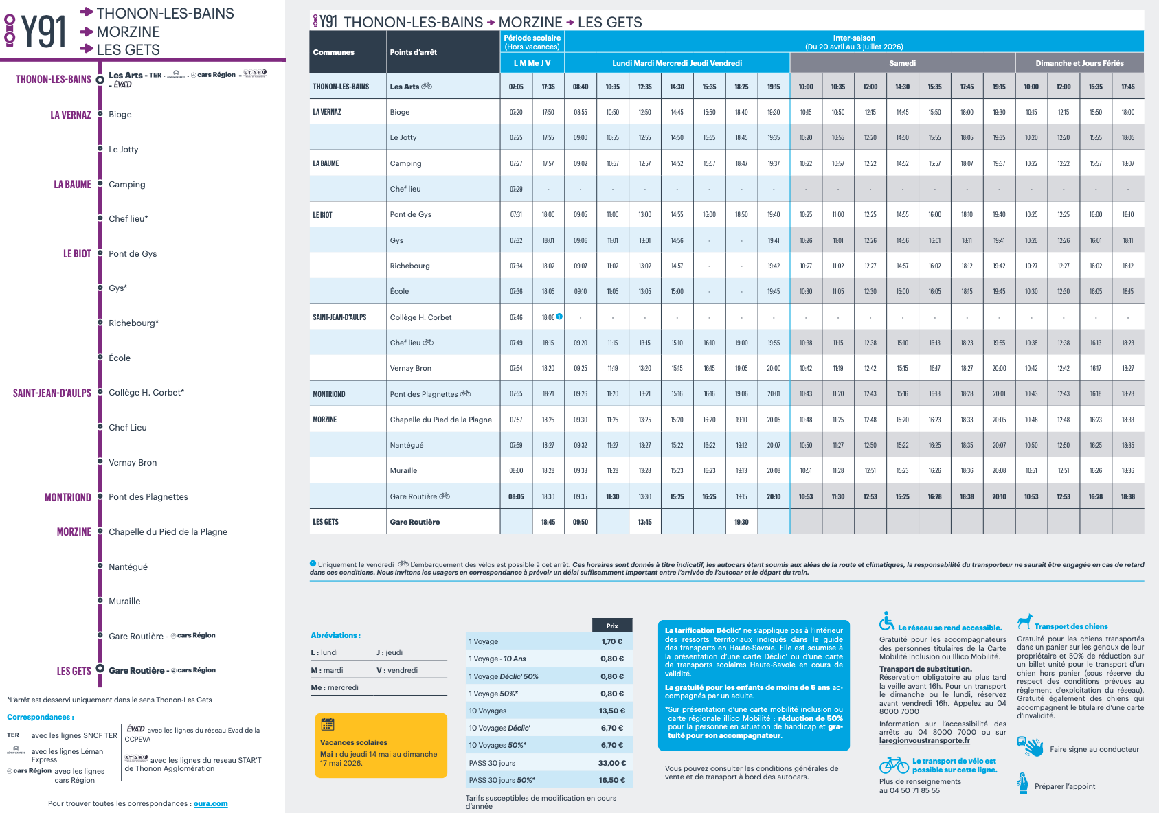 Balad’Aulps Bus - Ligne Y91 - Thonon - Morzine - Les Gets Summer 2026