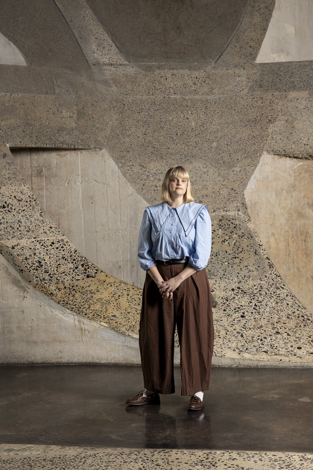 Julia Flowers, Zeitz Museum of Contemporary Art Africa (MOCAA), Cape Town South Africa. . Headshot. Makeup:  Laura Mitchell Makeup. Lighting Assistant: Chriss Beukes, Photographer: Lauren Theunissen.  