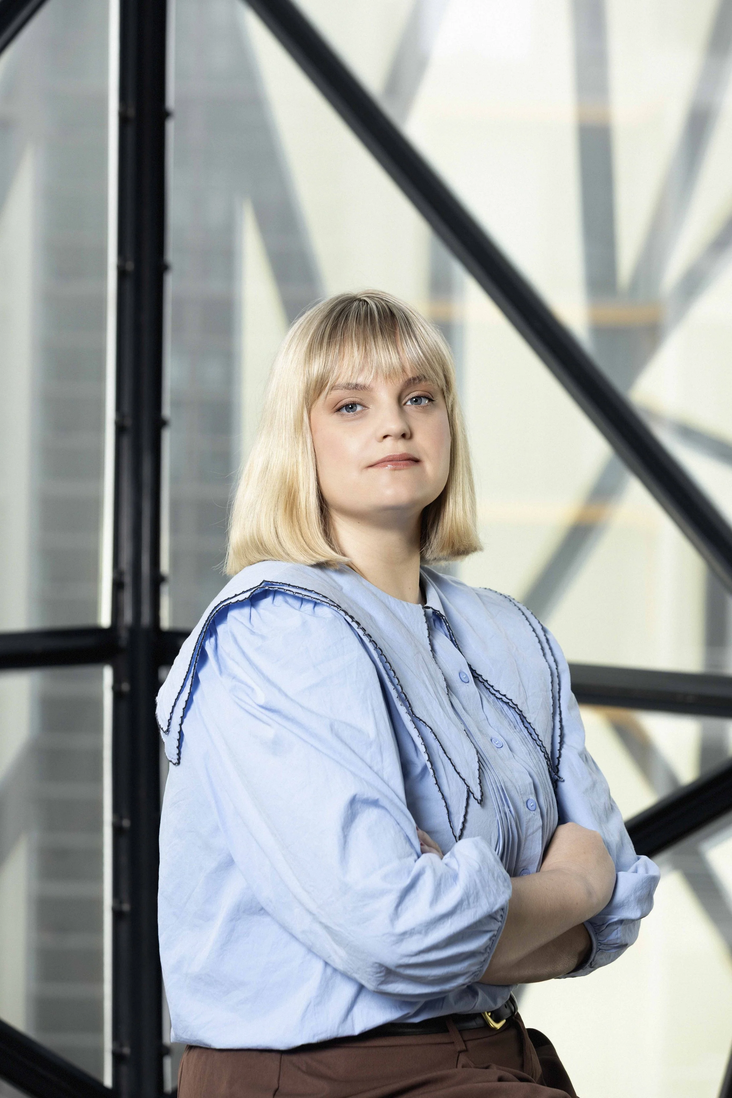 Julia Flowers, Zeitz Museum of Contemporary Art Africa (MOCAA), Cape Town South Africa. . Headshot. Makeup:  Laura Mitchell Makeup. Lighting Assistant: Chriss Beukes, Photographer: Lauren Theunissen.  