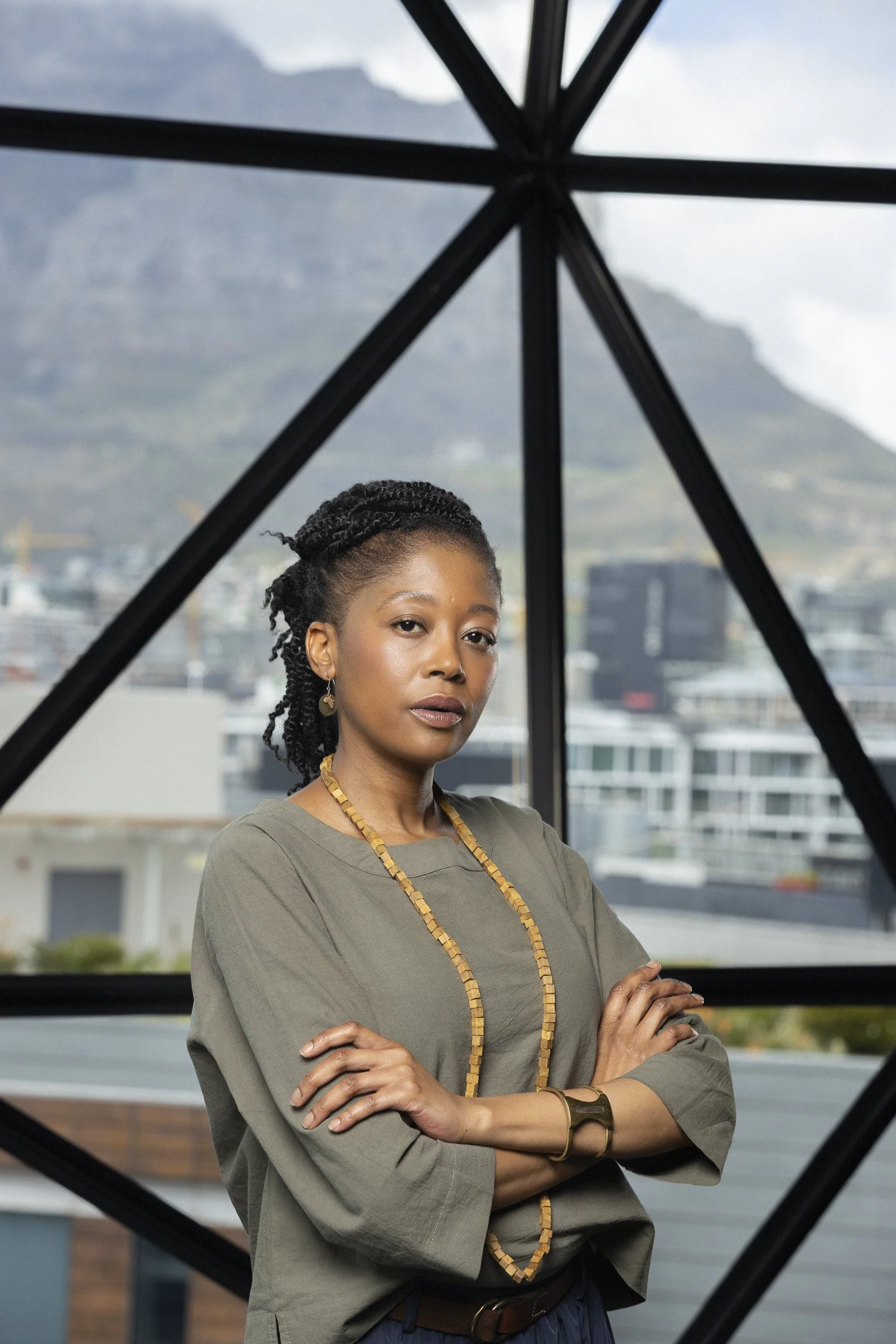 Thato Mogotsi, Assistant curator at Zeitz Museum of Contemporary Art Africa (MOCAA), Cape Town. Headshot. Makeup:  Laura Mitchell Makeup. Lighting Assistant: Chriss Beukes, Photographer: Lauren Theunissen.   
