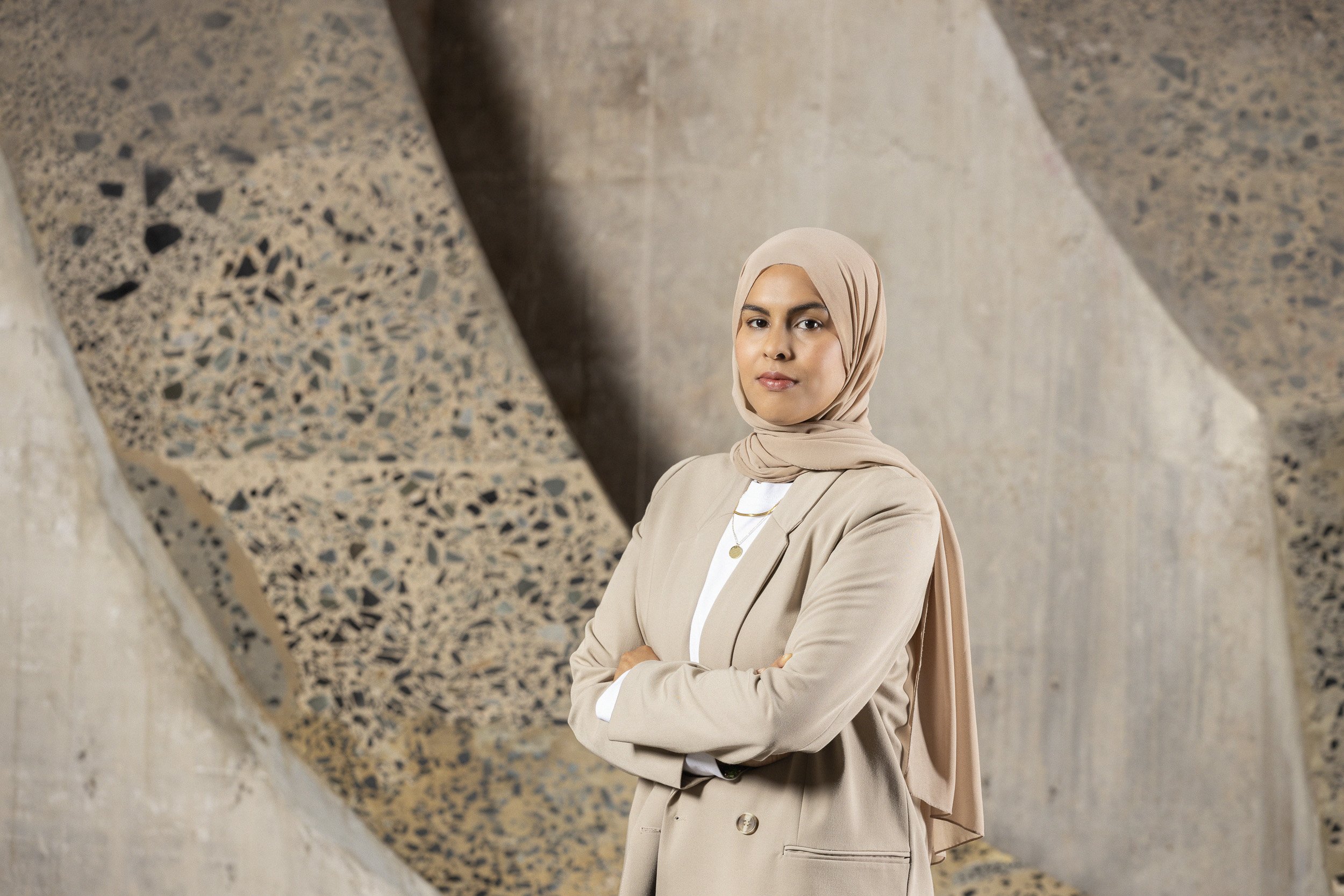 Tasneem Tarmahomed, Finance Manager at Zeitz Museum of Contemporary Art Africa (MOCAA), Cape Town South Africa. . Headshot. Makeup:  Laura Mitchell Makeup. Lighting Assistant: Chriss Beukes, Photographer: Lauren Theunissen.   
