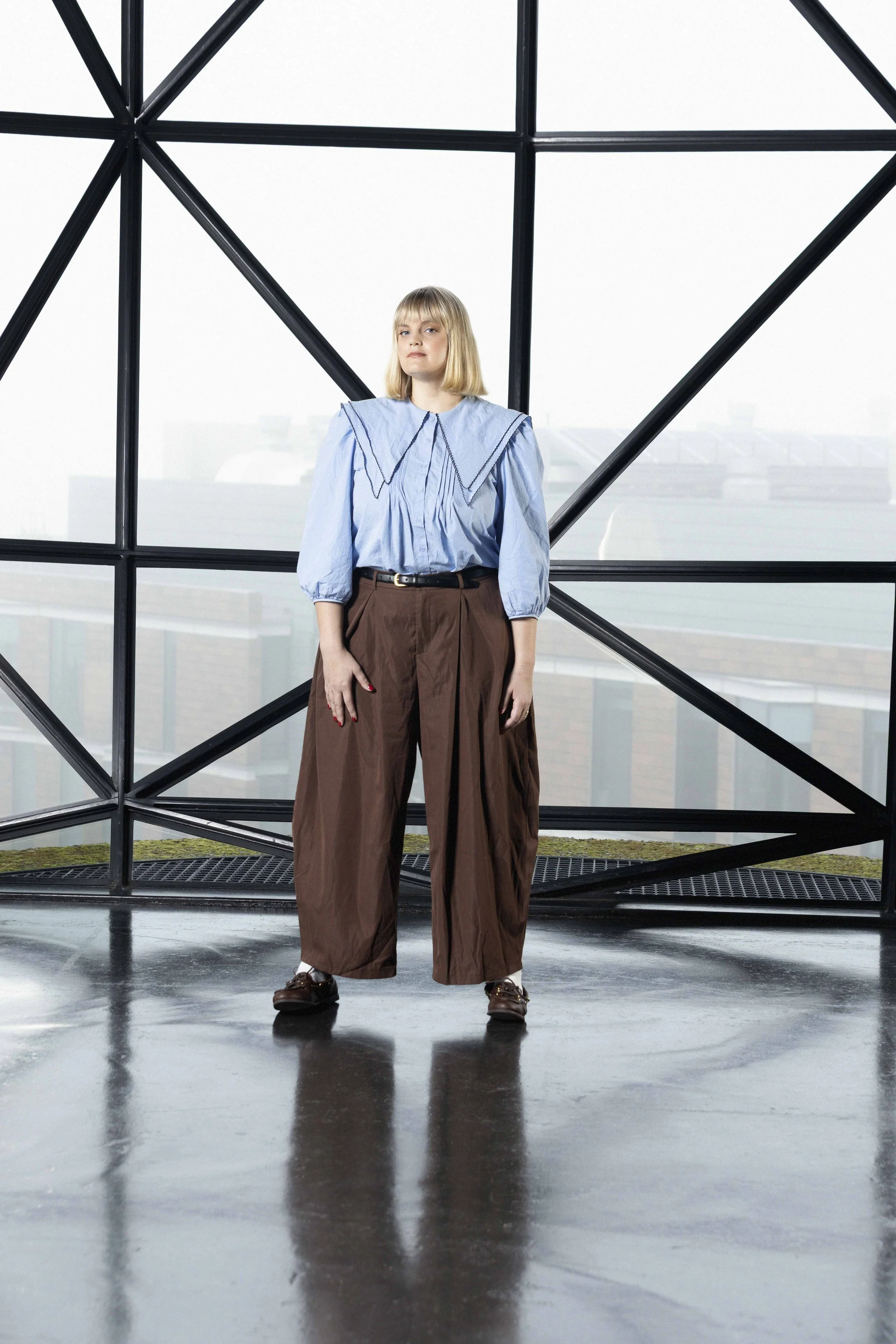 Julia Flowers, Zeitz Museum of Contemporary Art Africa (MOCAA), Cape Town South Africa. . Headshot. Makeup:  Laura Mitchell Makeup. Lighting Assistant: Chriss Beukes, Photographer: Lauren Theunissen.  