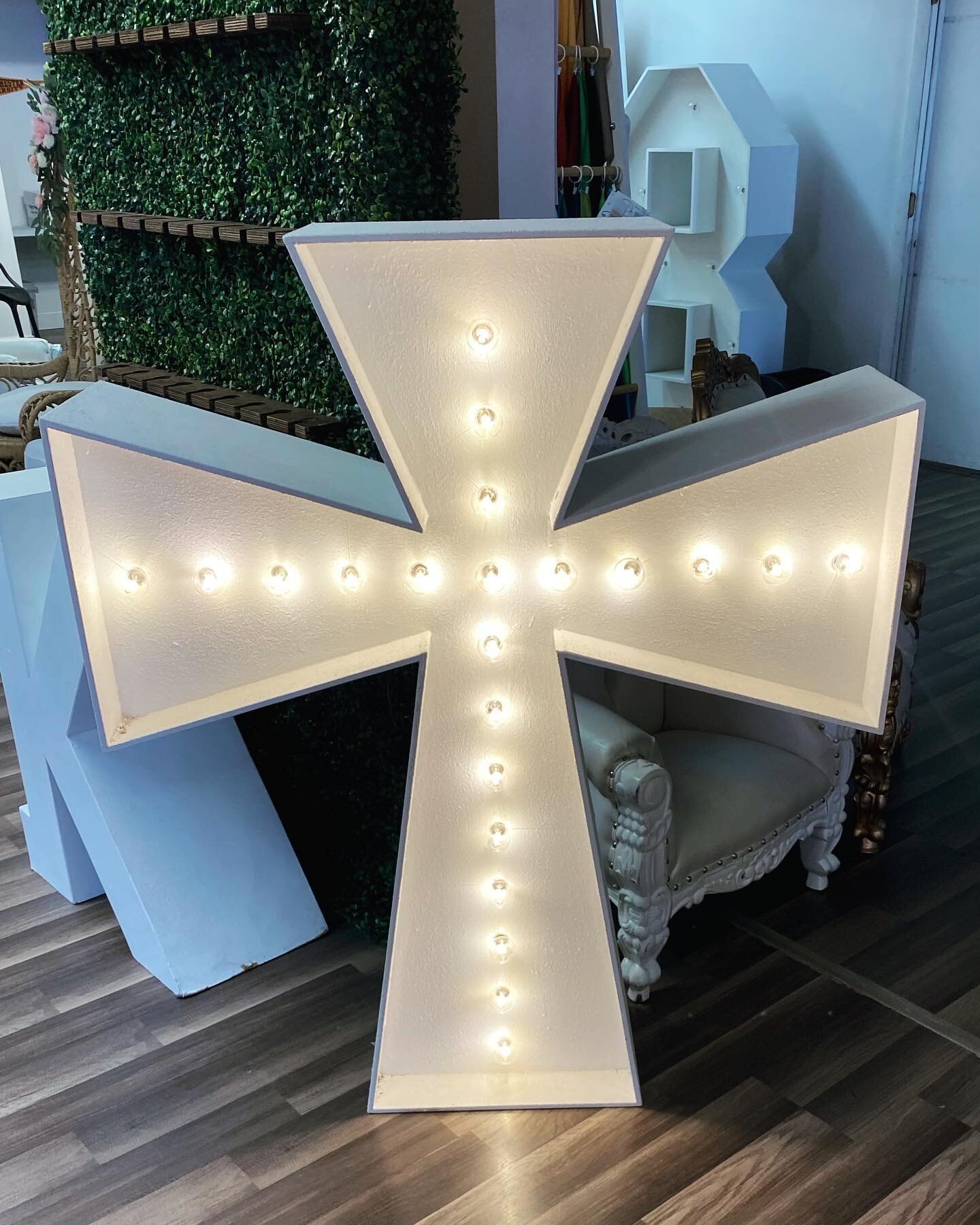 Add a touch of reverence to your special event with our 4ft marquee cross symbol rental. Perfect for christenings or any occasion where the cross symbol is meaningful. Rent it for $75 and make your event truly memorable. Contact us to book now!