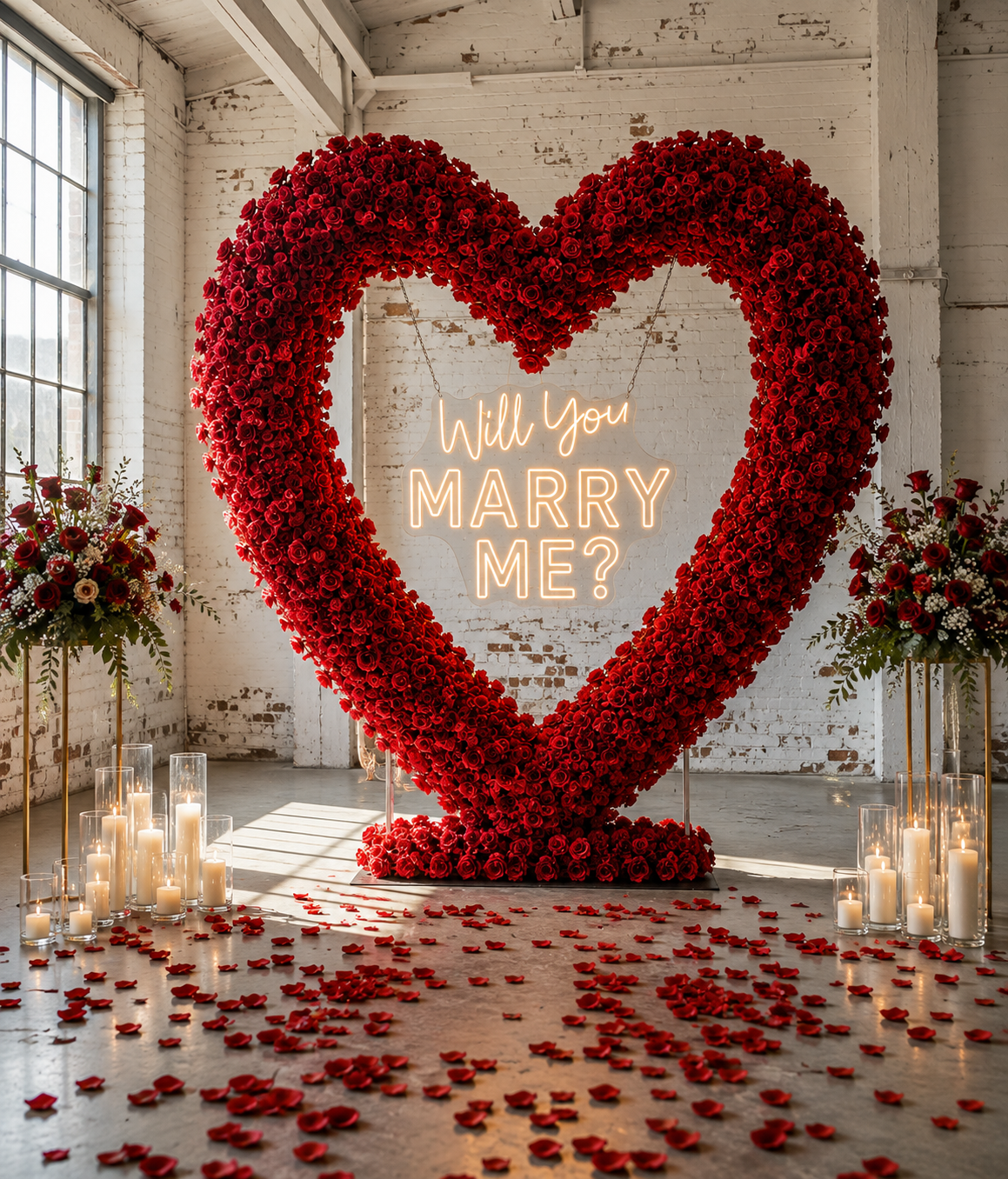 Proposal Display - 3D Floral Heart WITH SIGN