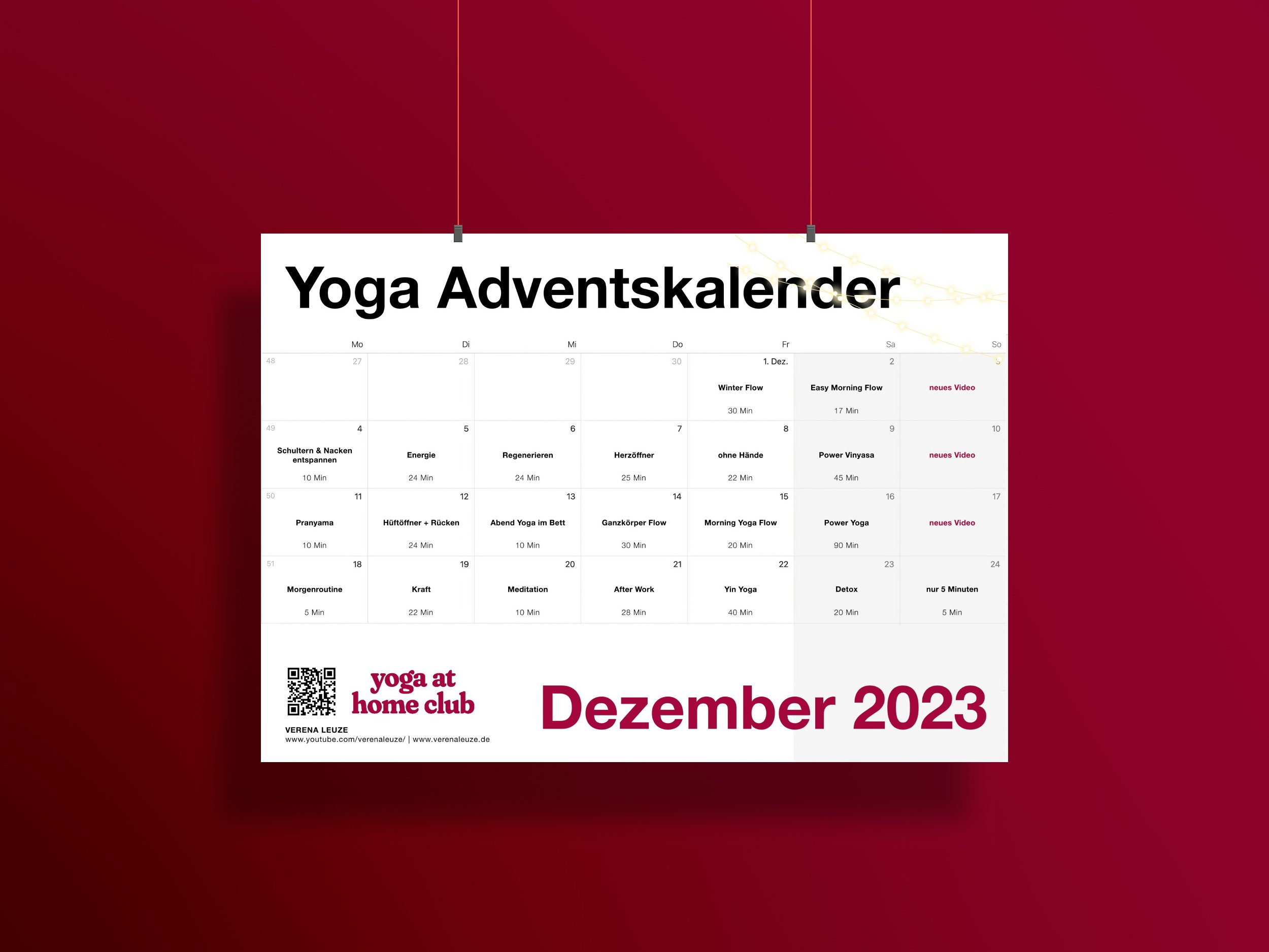 Öffne Jeden Tag ein Türchen zur Entspannung: Der Digitale Yoga Adventskalender von Verena Leuze