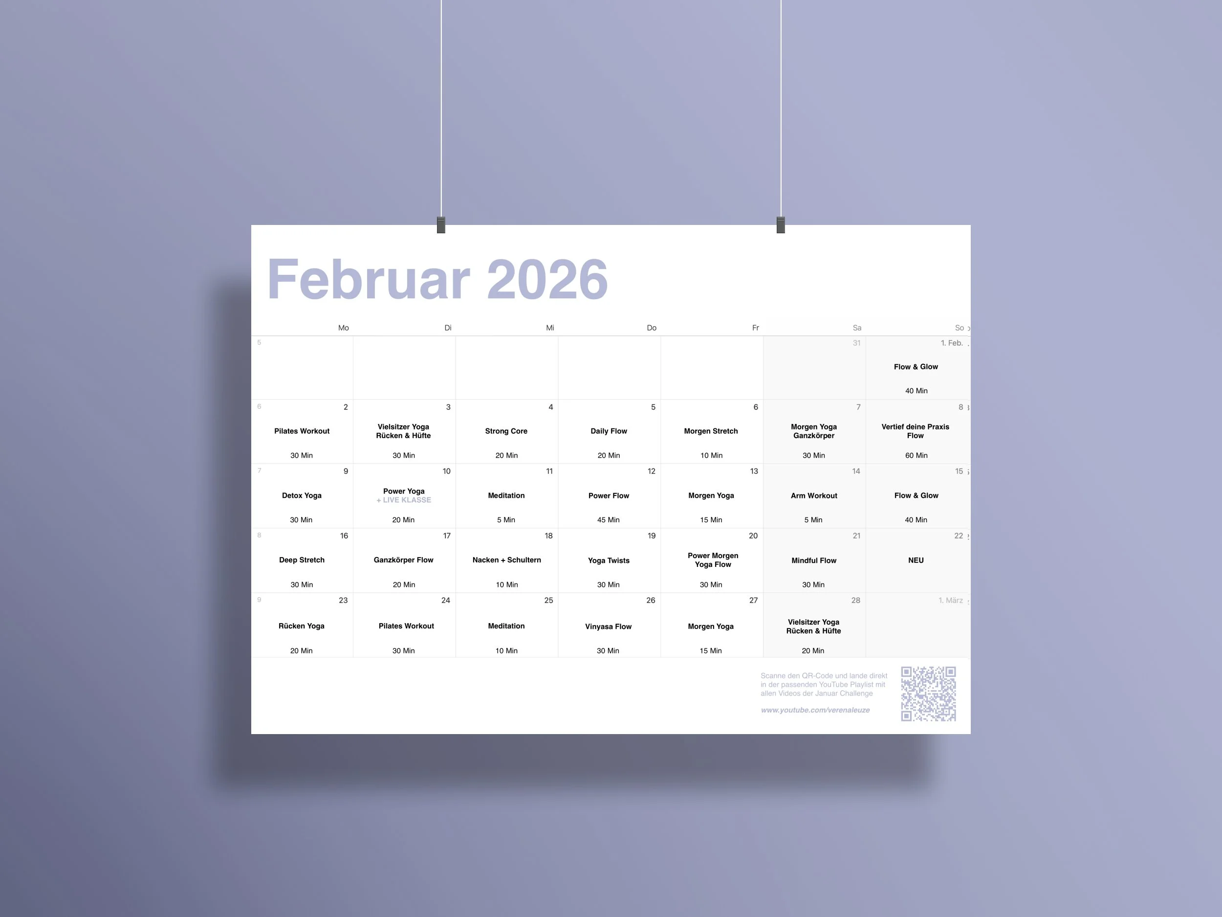 Yoga Challenge Februar: Dein kostenloser Yoga Monatsplan (PDF) für mehr Routine