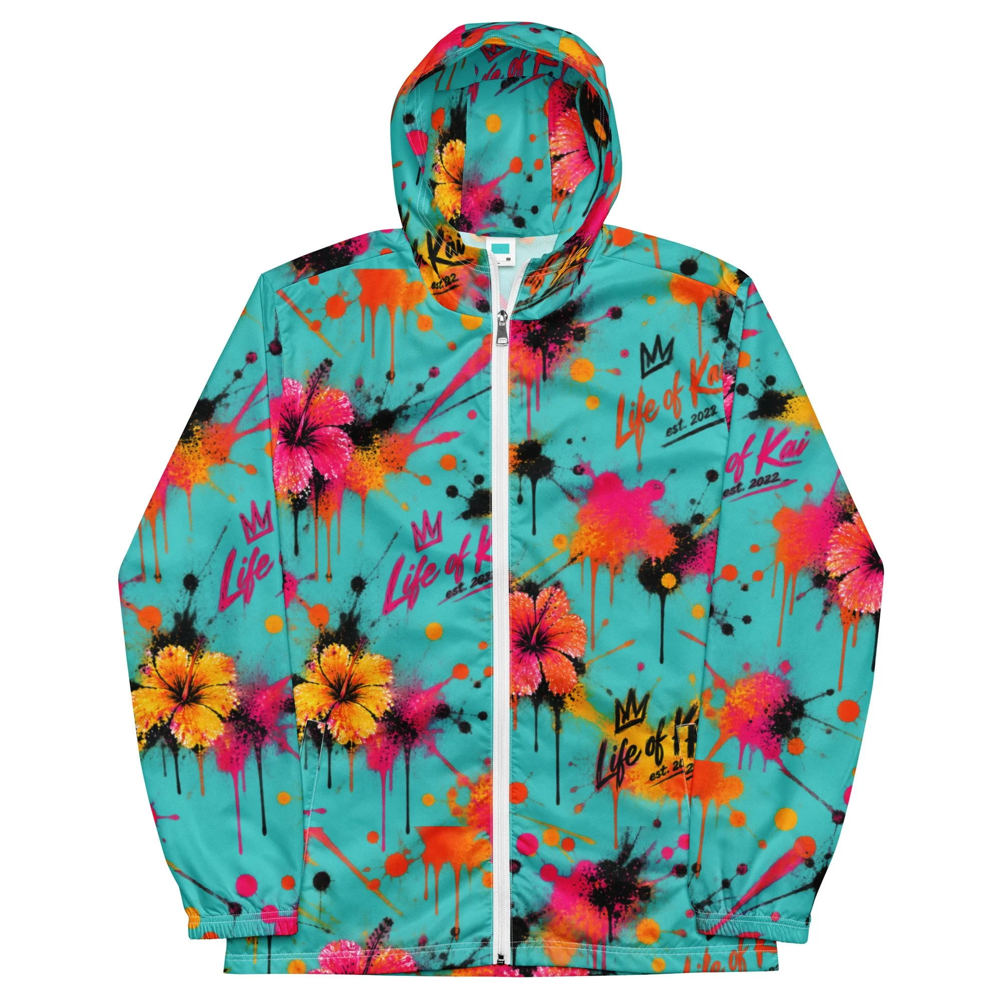TEAL GRAFFITI Windbreaker
