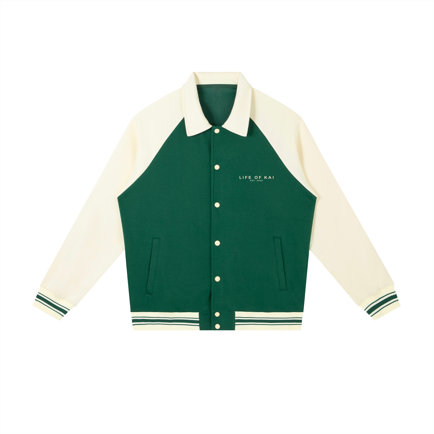 Contrast Raglan Sleeve Baseball Jacket