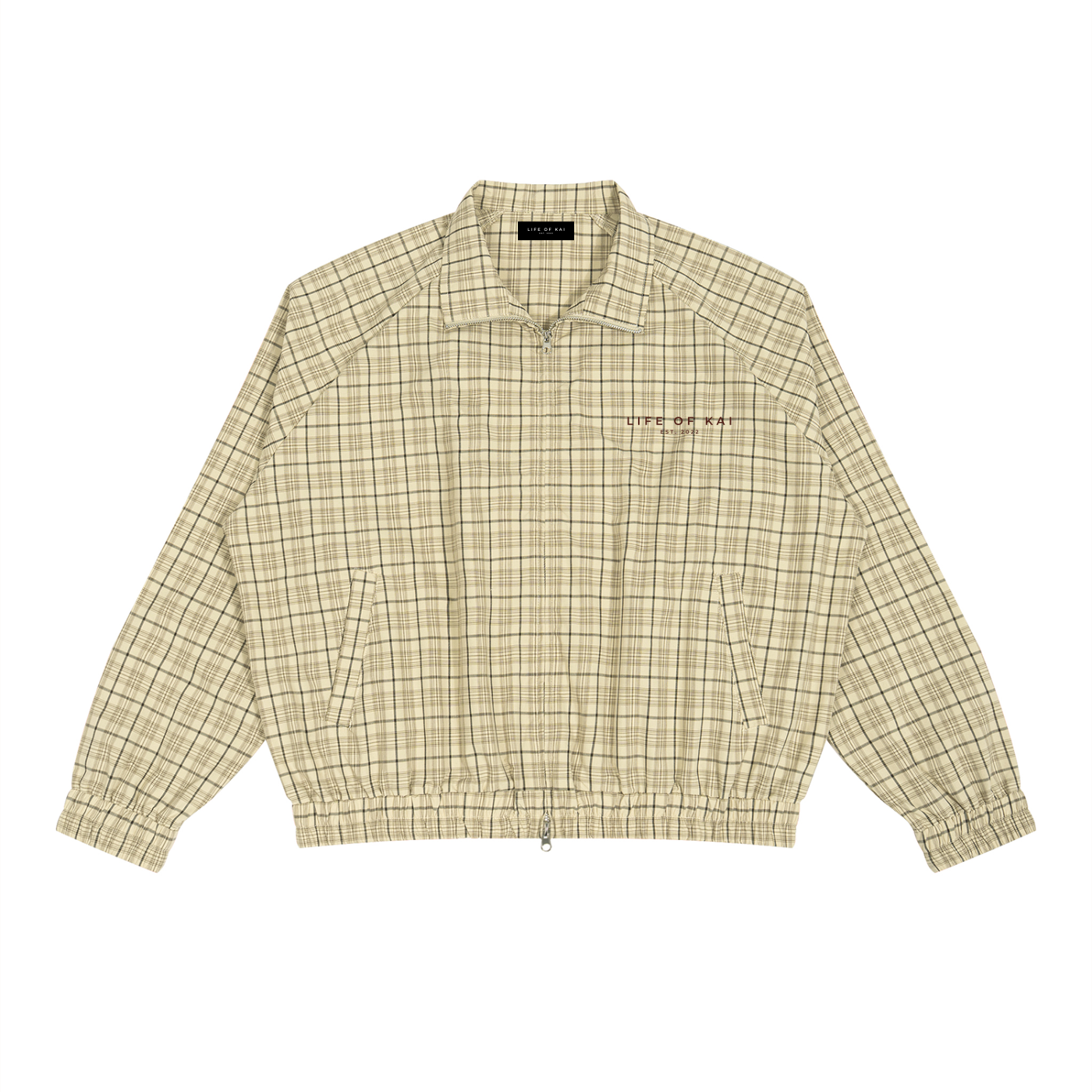 Plaid Full-Zip Track Jacket