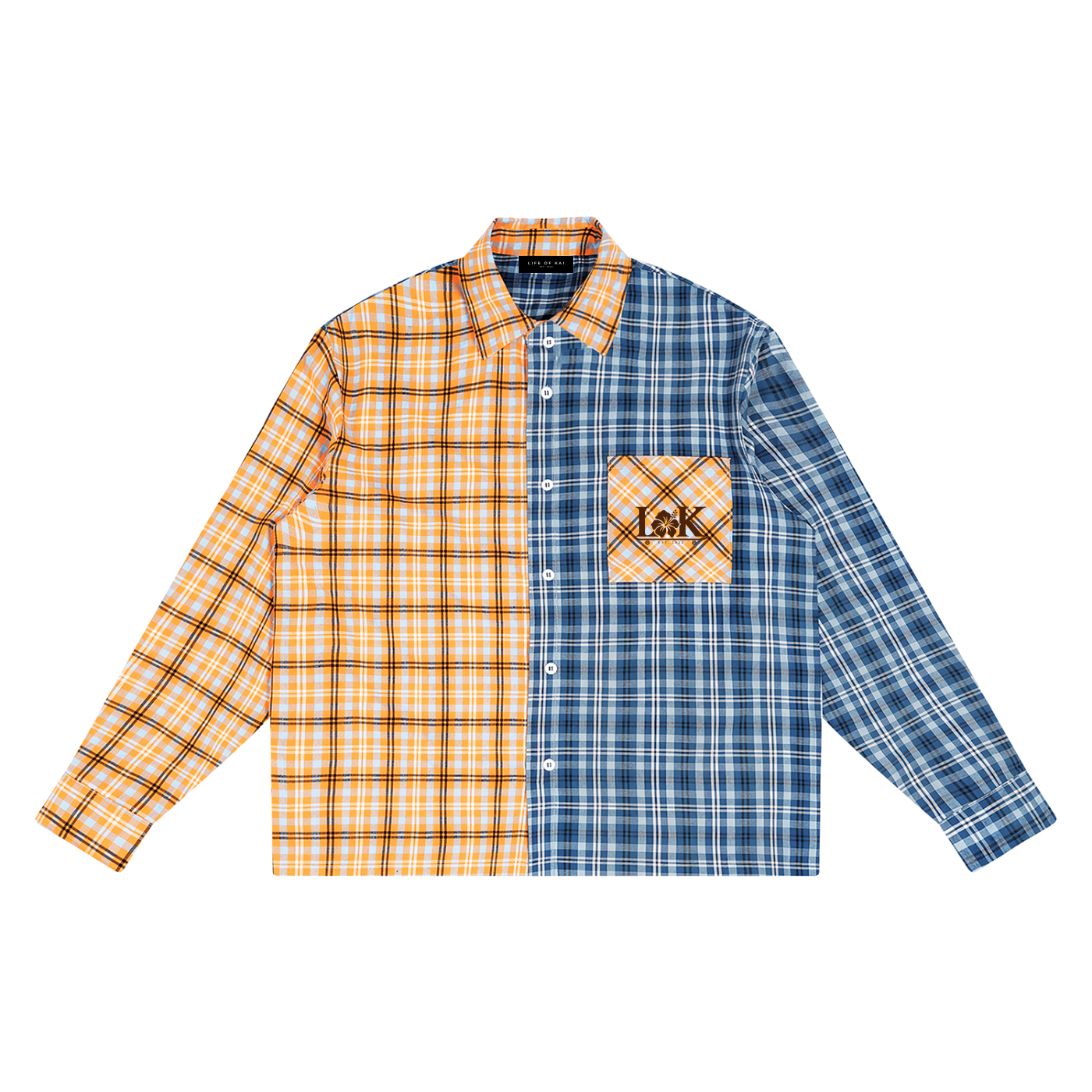 Oversized Plaid Color Block Shirt