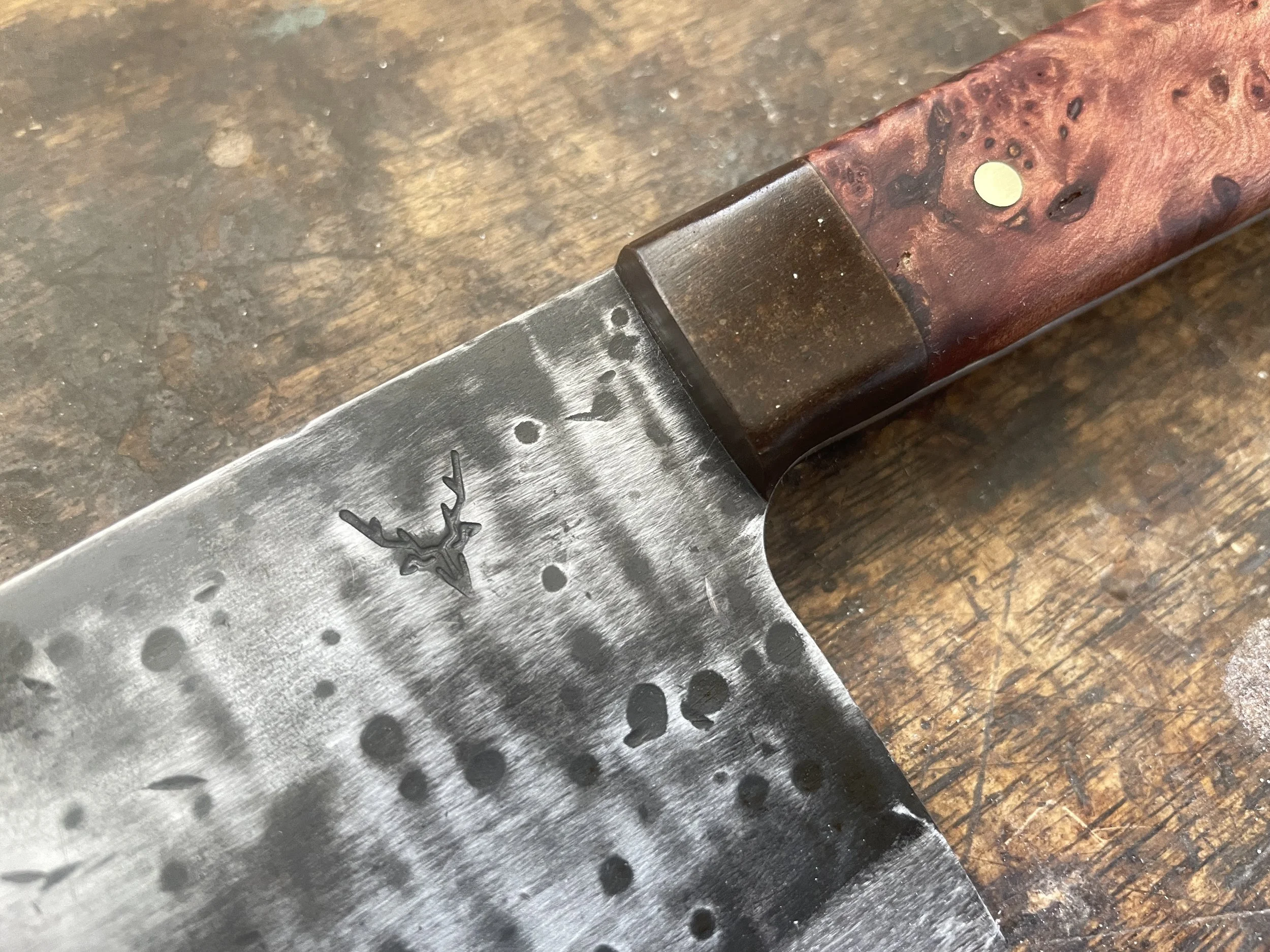 Chef Cleaver Totara Burl close up