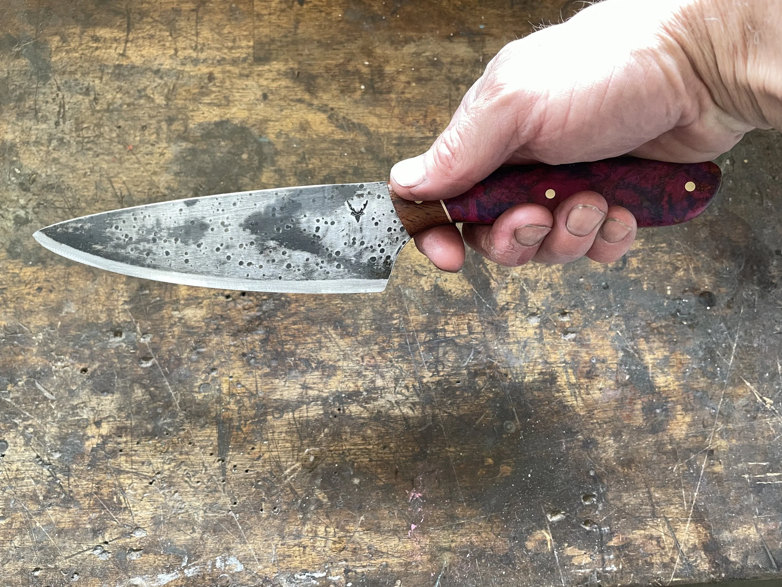 7 inch chef knife in the hand