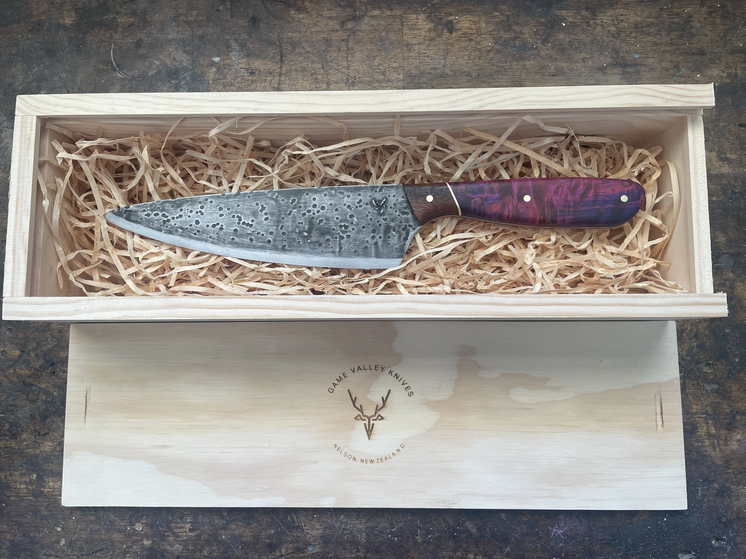 Purple Pink Chef Knife in gift box