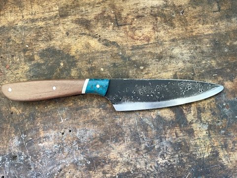 Chef Knife Rata & Curly Birch Facing Right