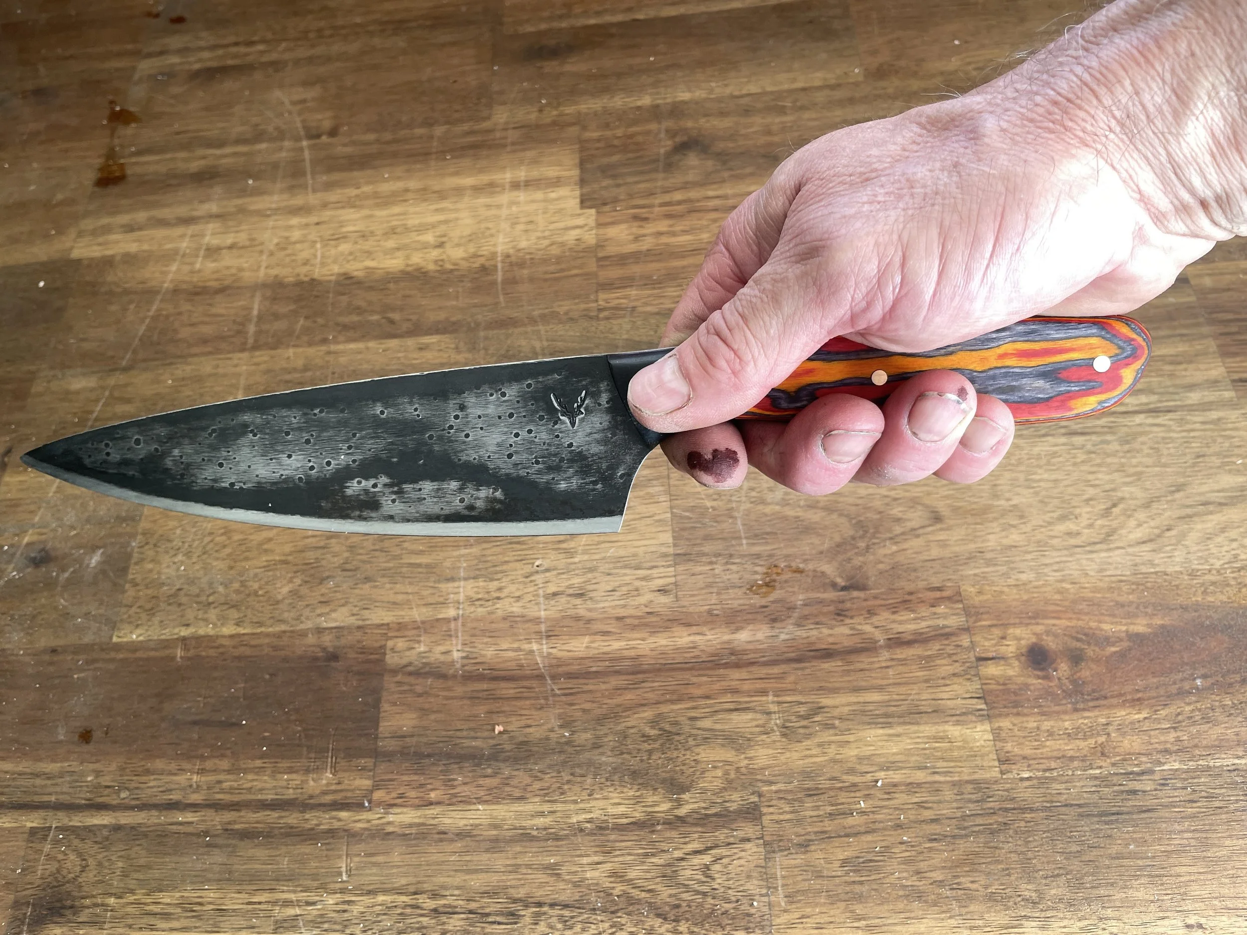 Multi-colour Chef Knife in the hand