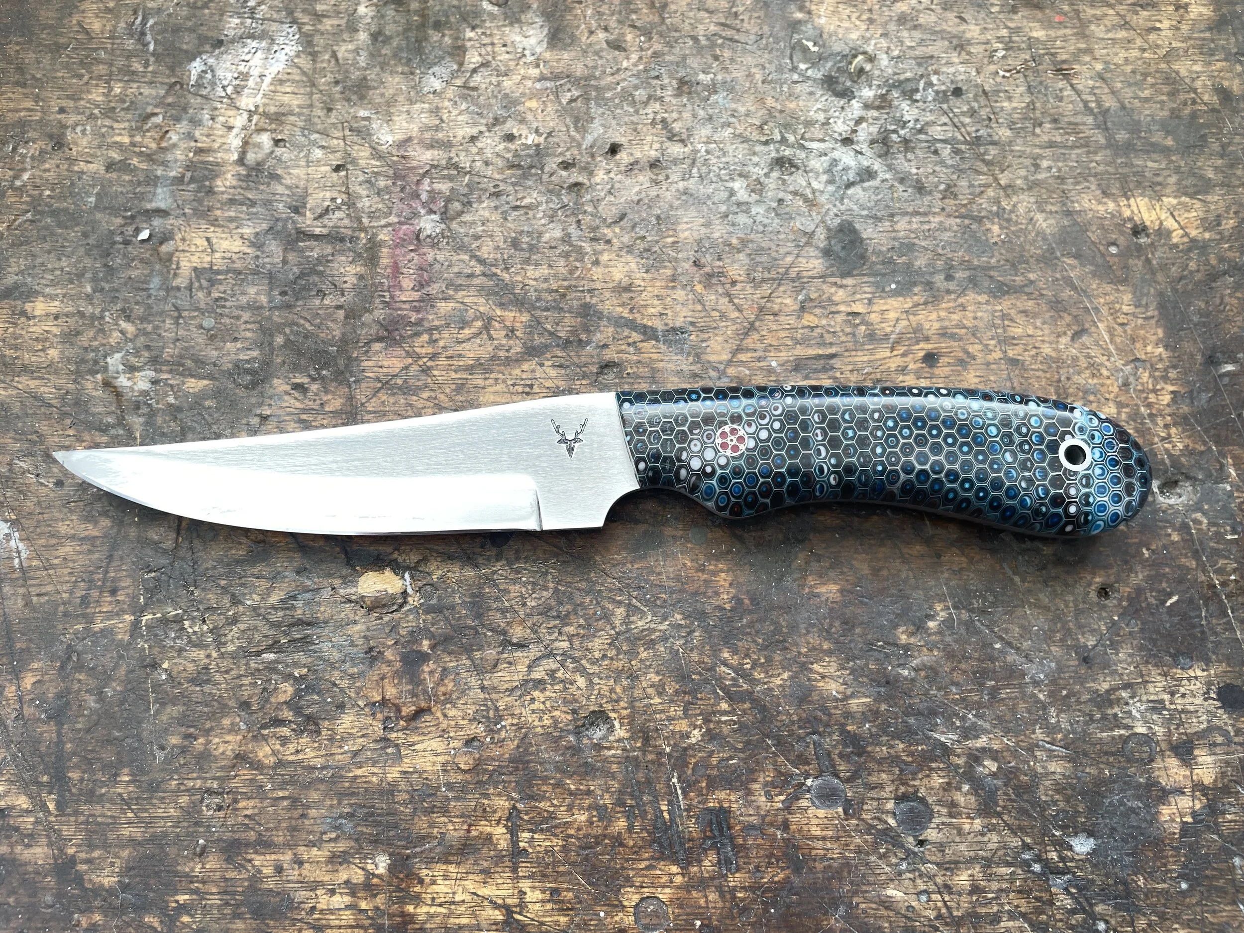 Bird & Trout honeycomb handle facing left