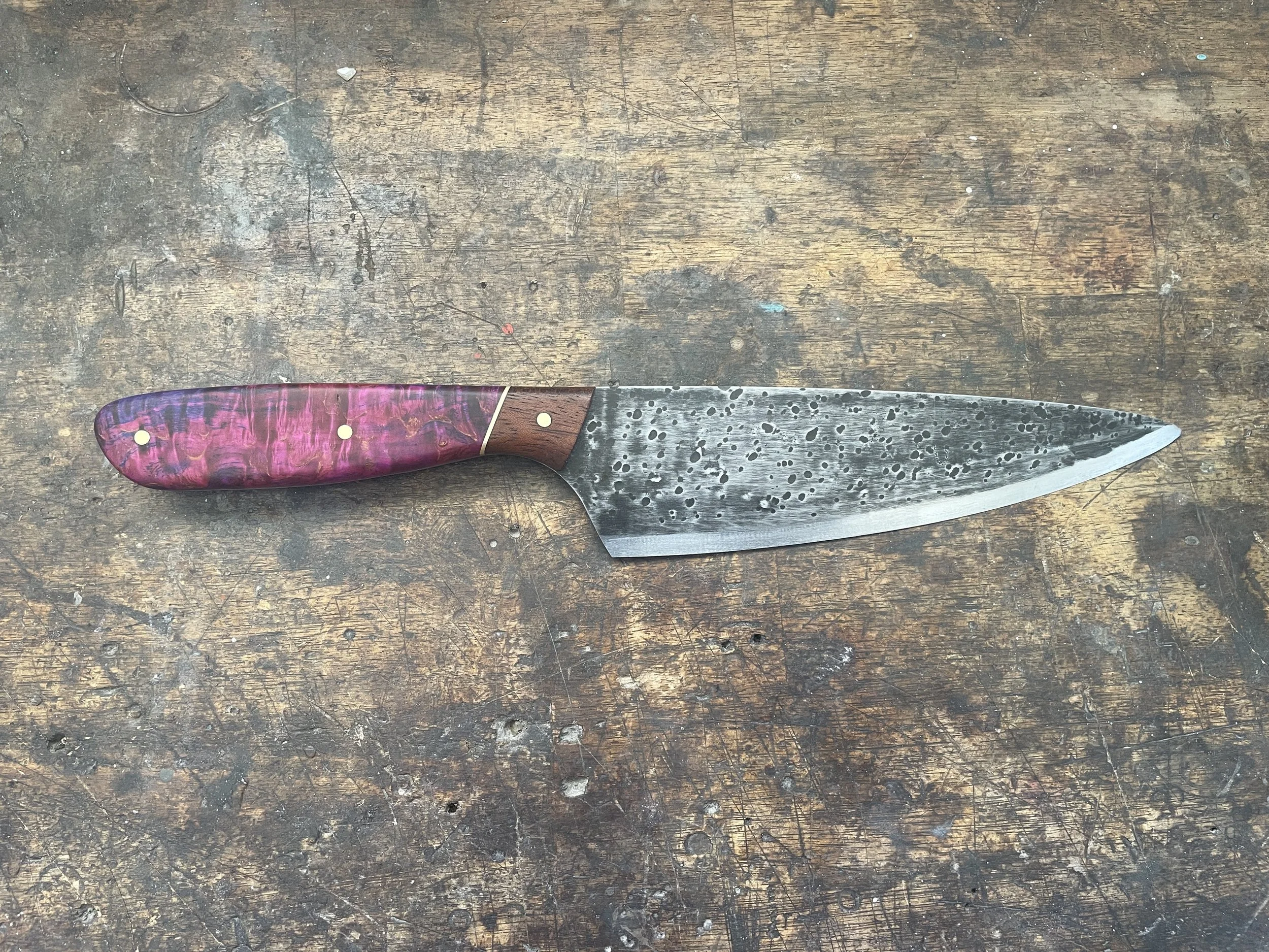 Purple Pink Chef Knife facing right