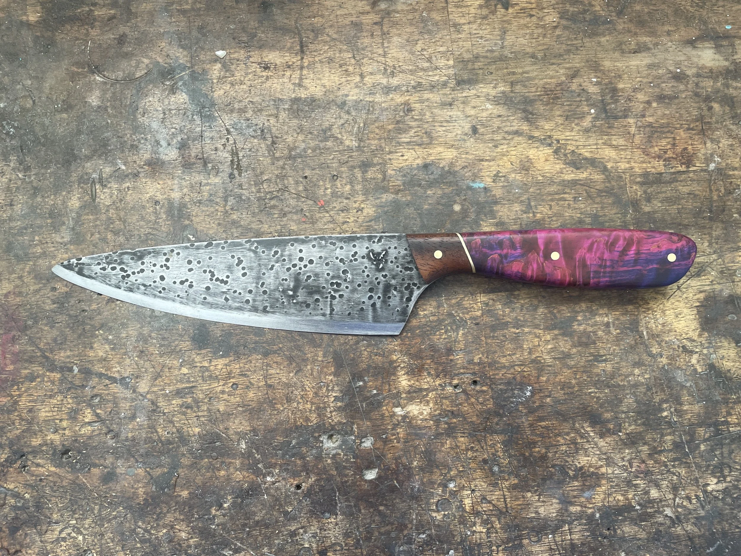 Purple Pink Chef Knife facing left