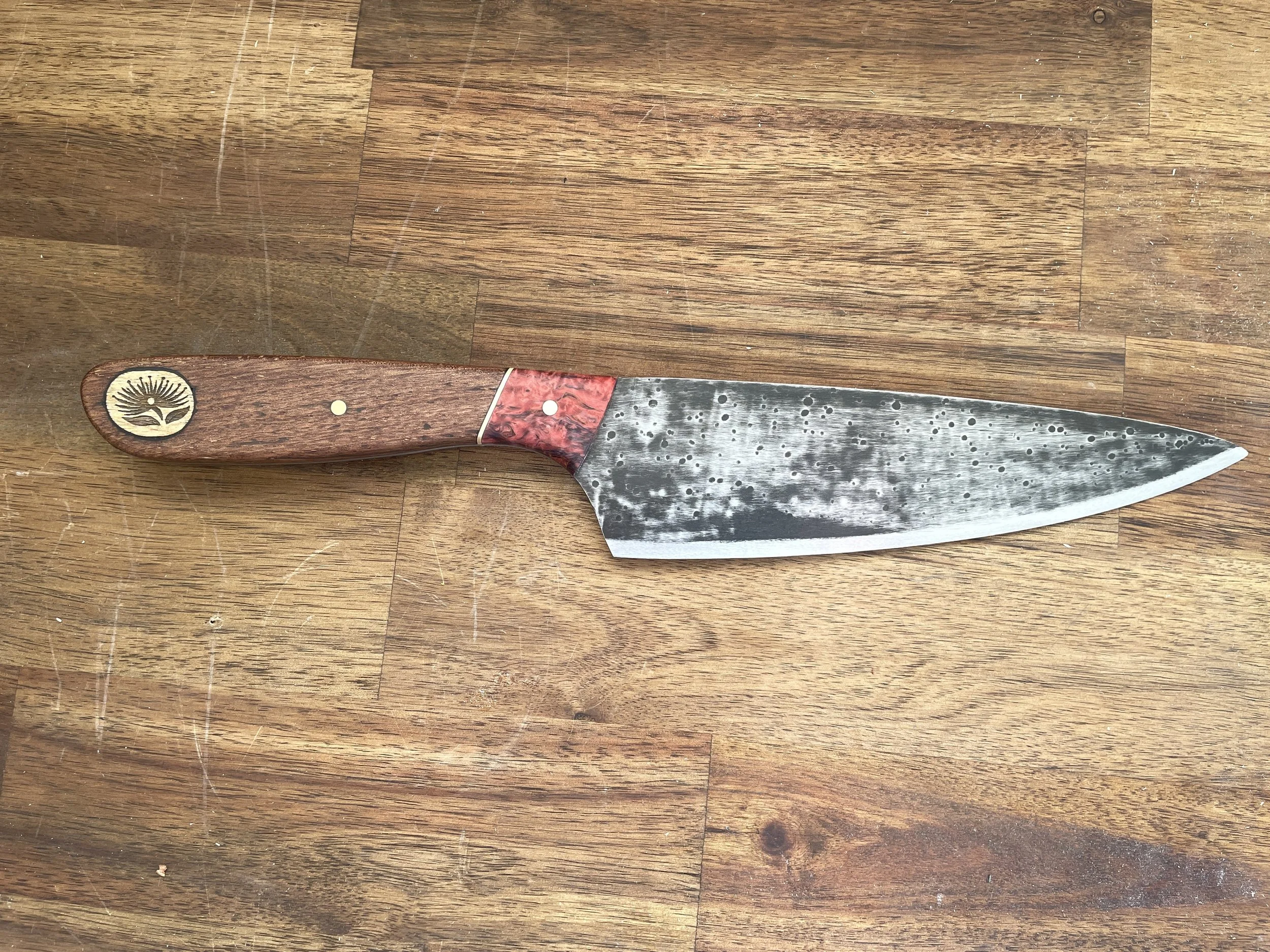 Tribute to Pohutukawa Chef Knife facing right