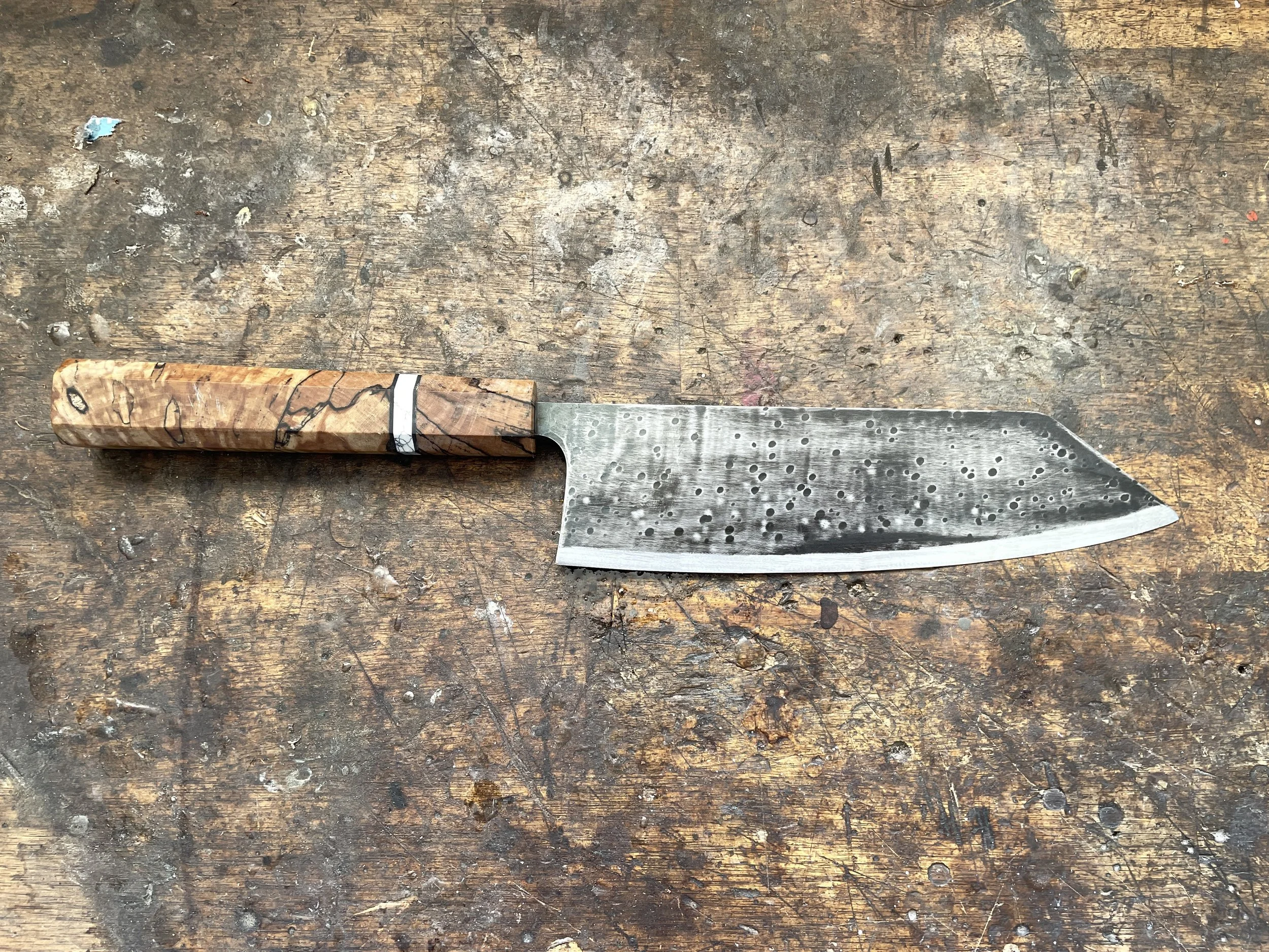 Spalted Curly Birch Japanese Chef facing right