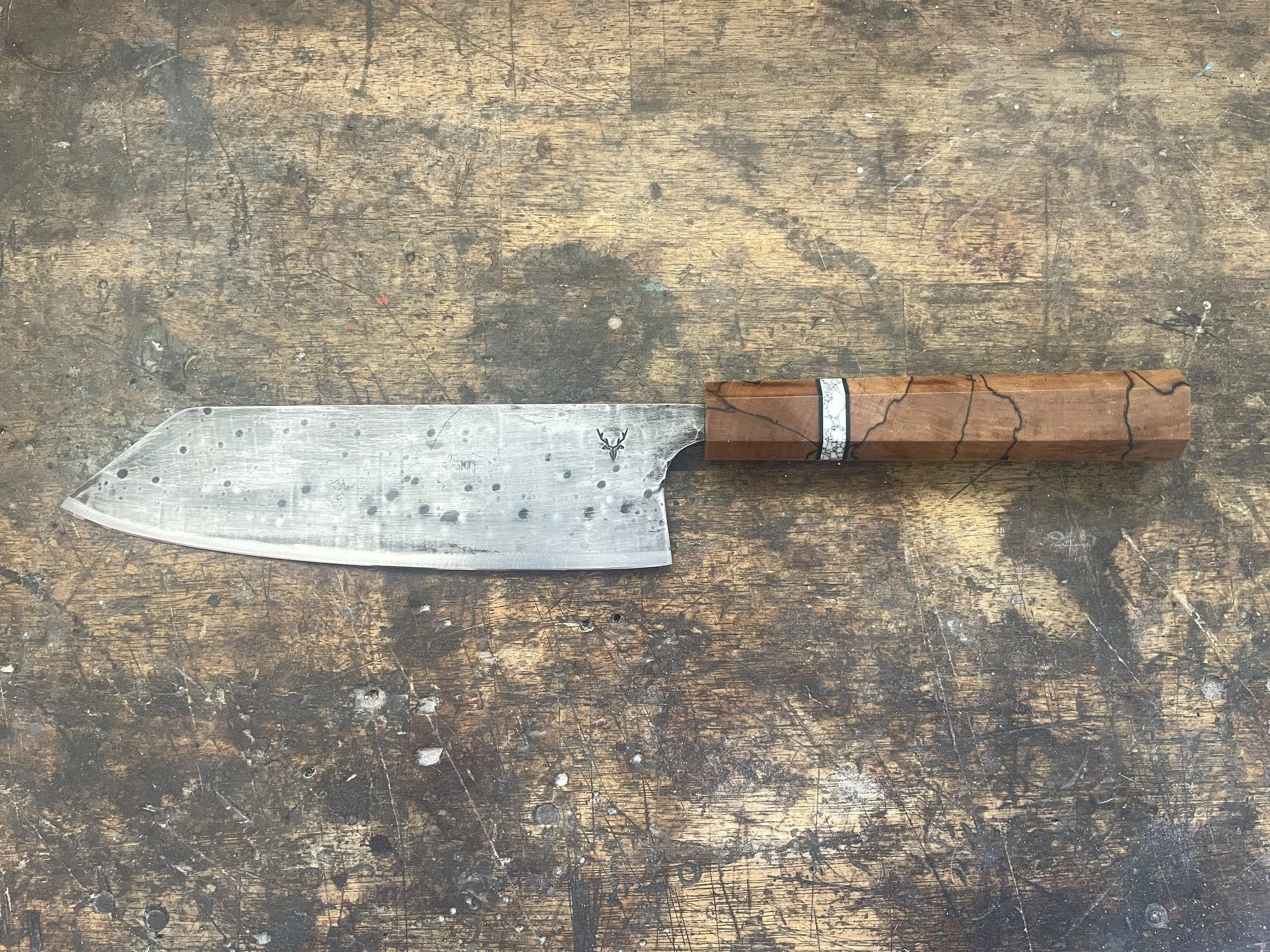 Japanese Chef Knife - Spalted Curly Birch