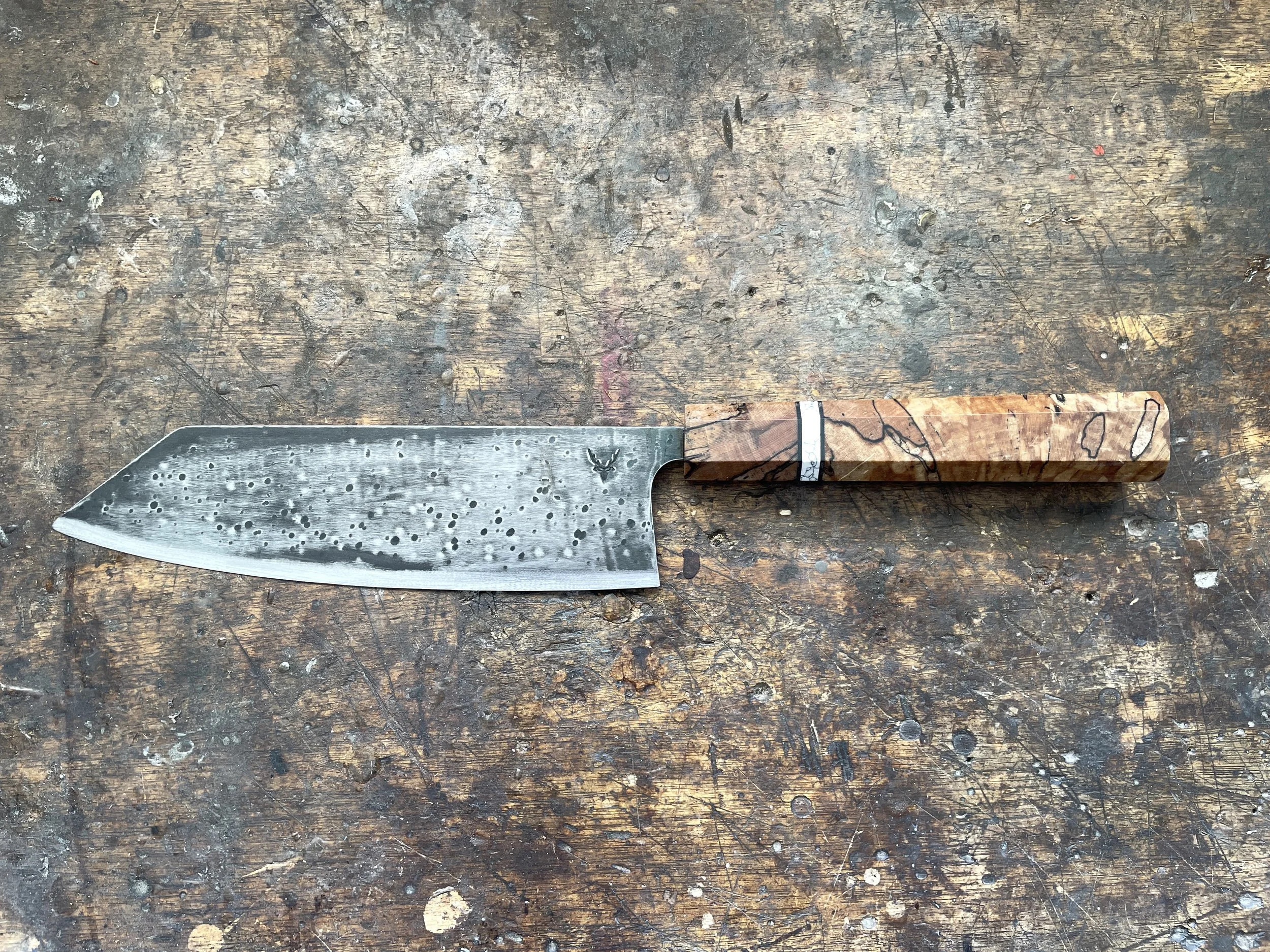 Spalted Curly Birch Japanese Chef facing left