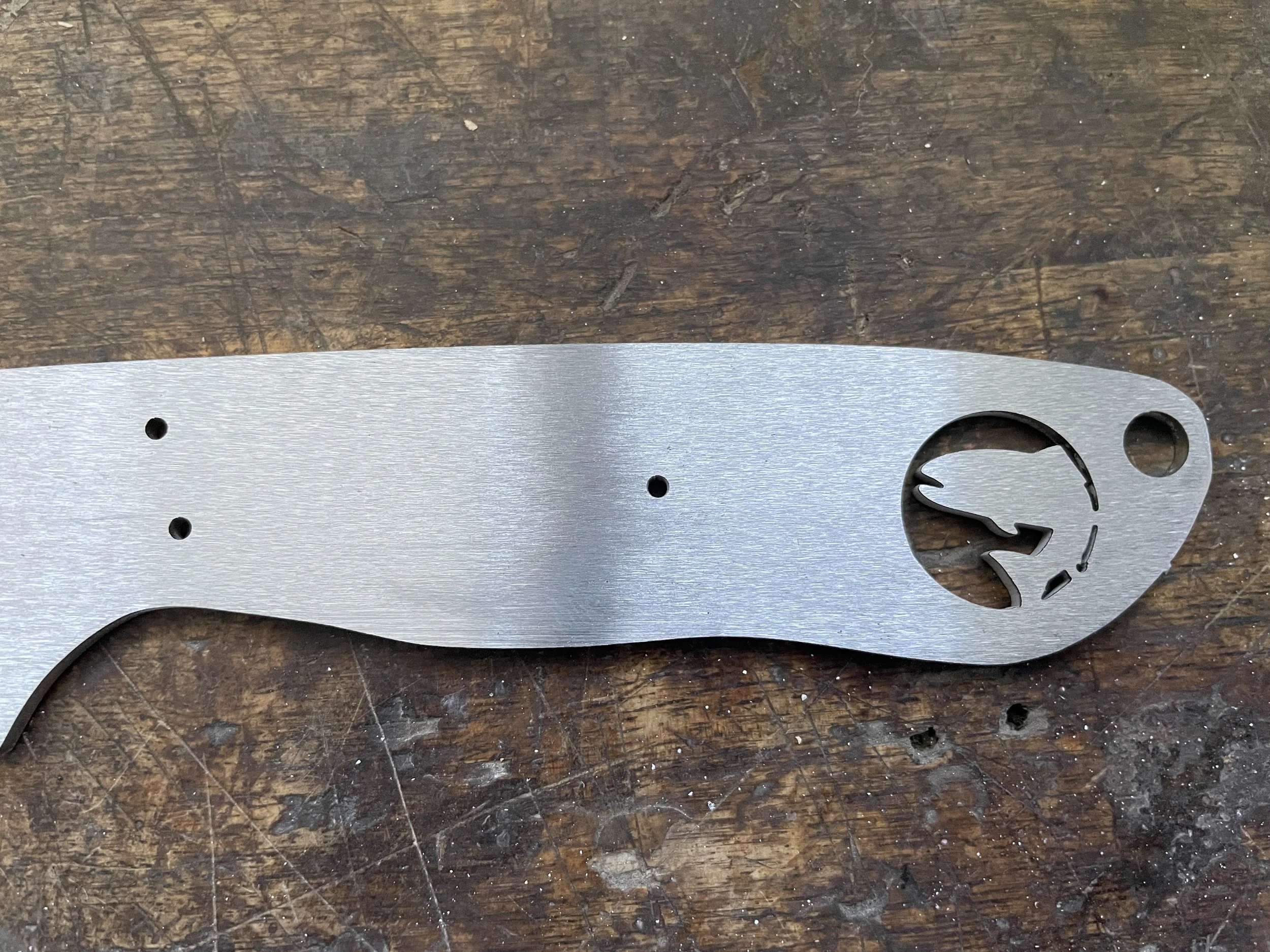 Knife blank with jumping trout