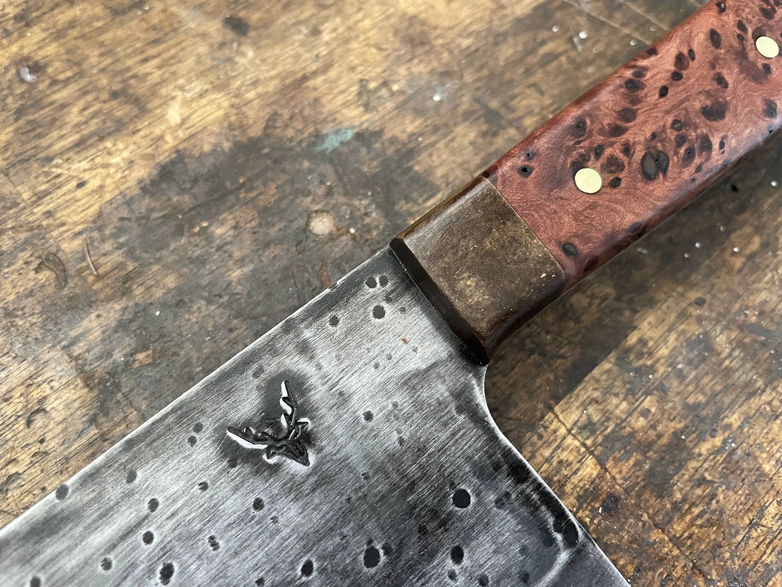 Totara Burl Cleaver close up