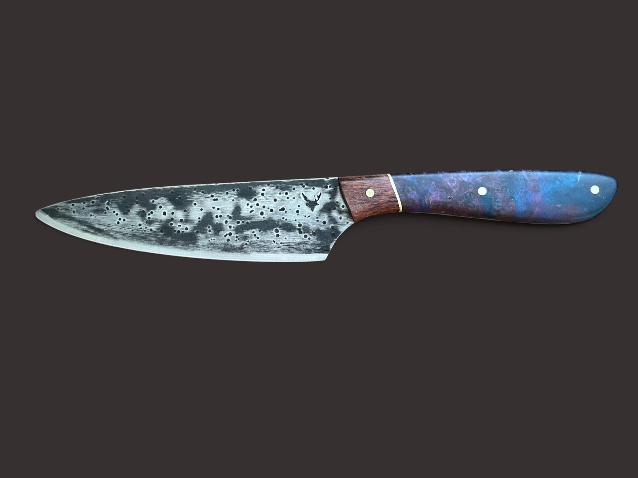 Chef Knife - 6-inch - Curly Birch (Purple/Blue) & Teak